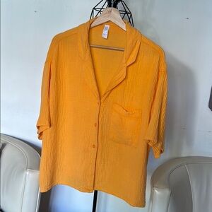 Stars Above Orange Casual Button Down Shirt